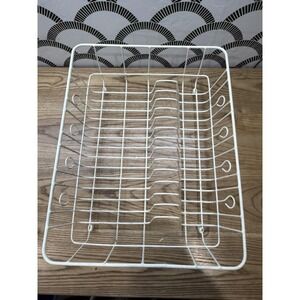 Vintage Rubbermaid Dish Drainer Drying Rack Heavy Coated Wire White 17.5x13.5"